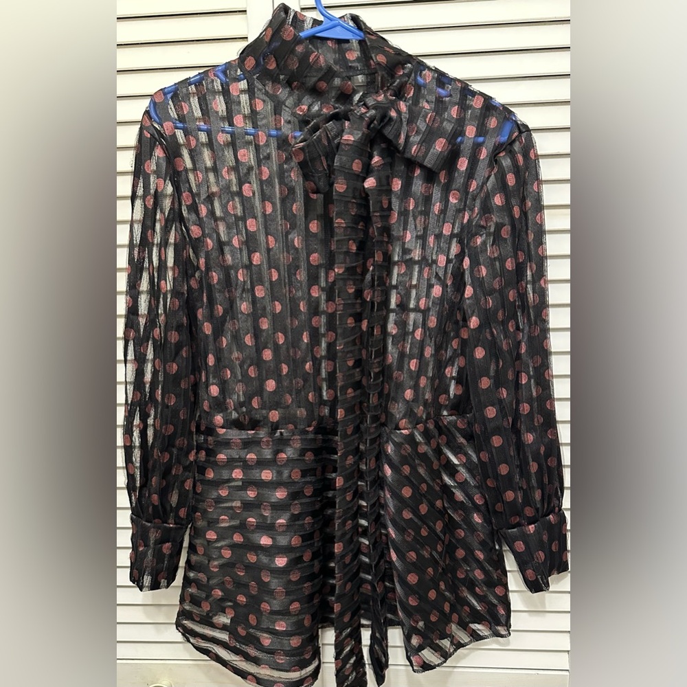 Pins & Needles Sheer Black Polka Dot Blouse Size Small
